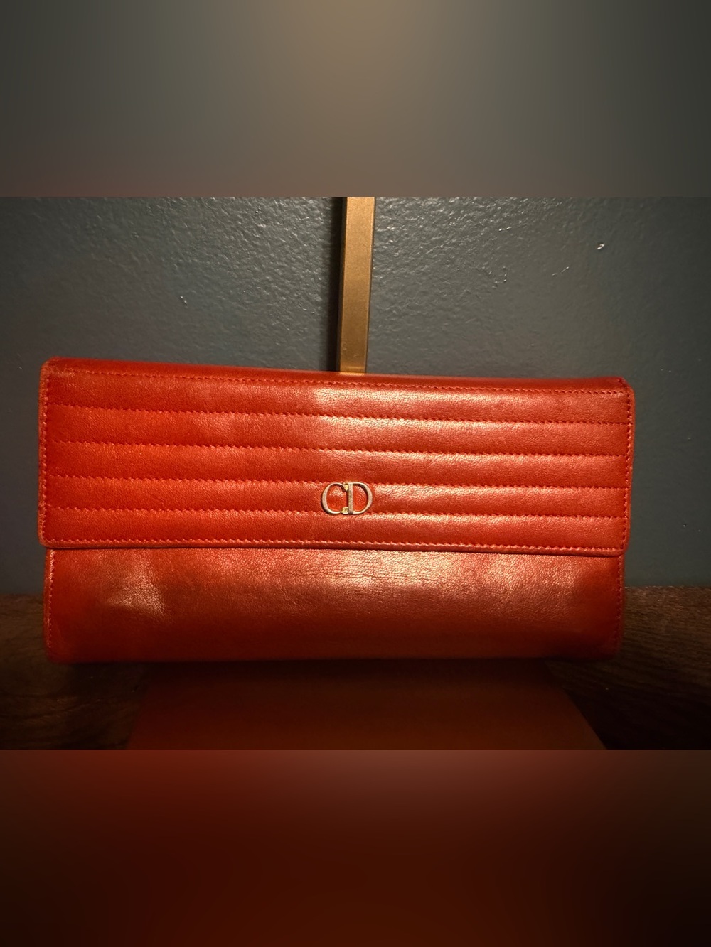 Dior Red Quilted Leather Wallet with Gold CD Emblem